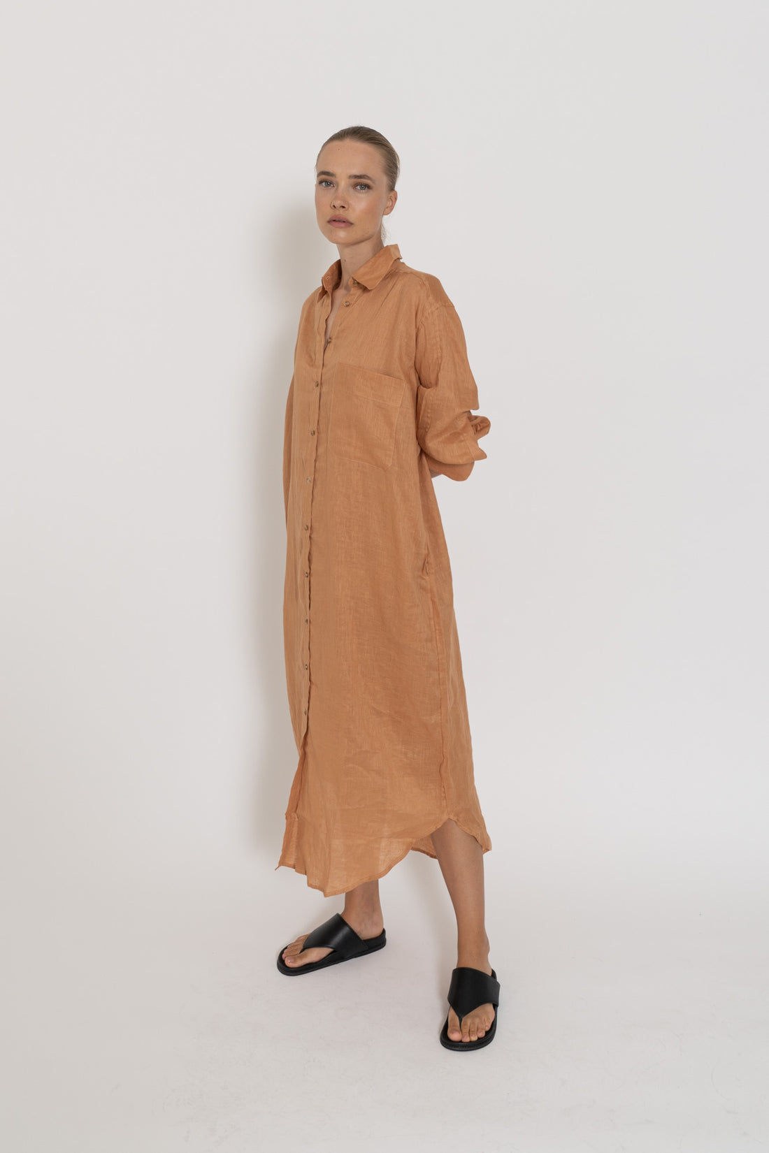 'Vacanza Shirt Dress'- Terracotta Linen
