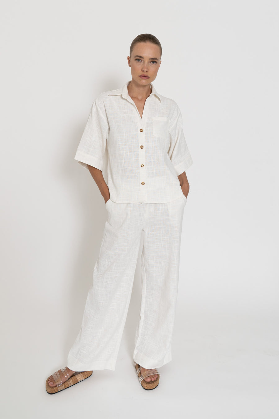 'Capri Shirt' - White Tatami