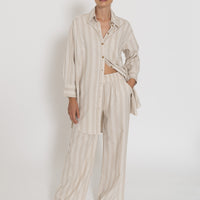 'Capri Shirt Dress' - Neutral Stripe