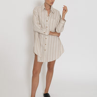 'Capri Shirt Dress' - Neutral Stripe