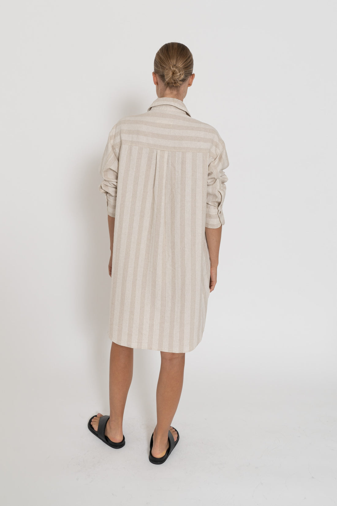 'Capri Shirt Dress' - Neutral Stripe