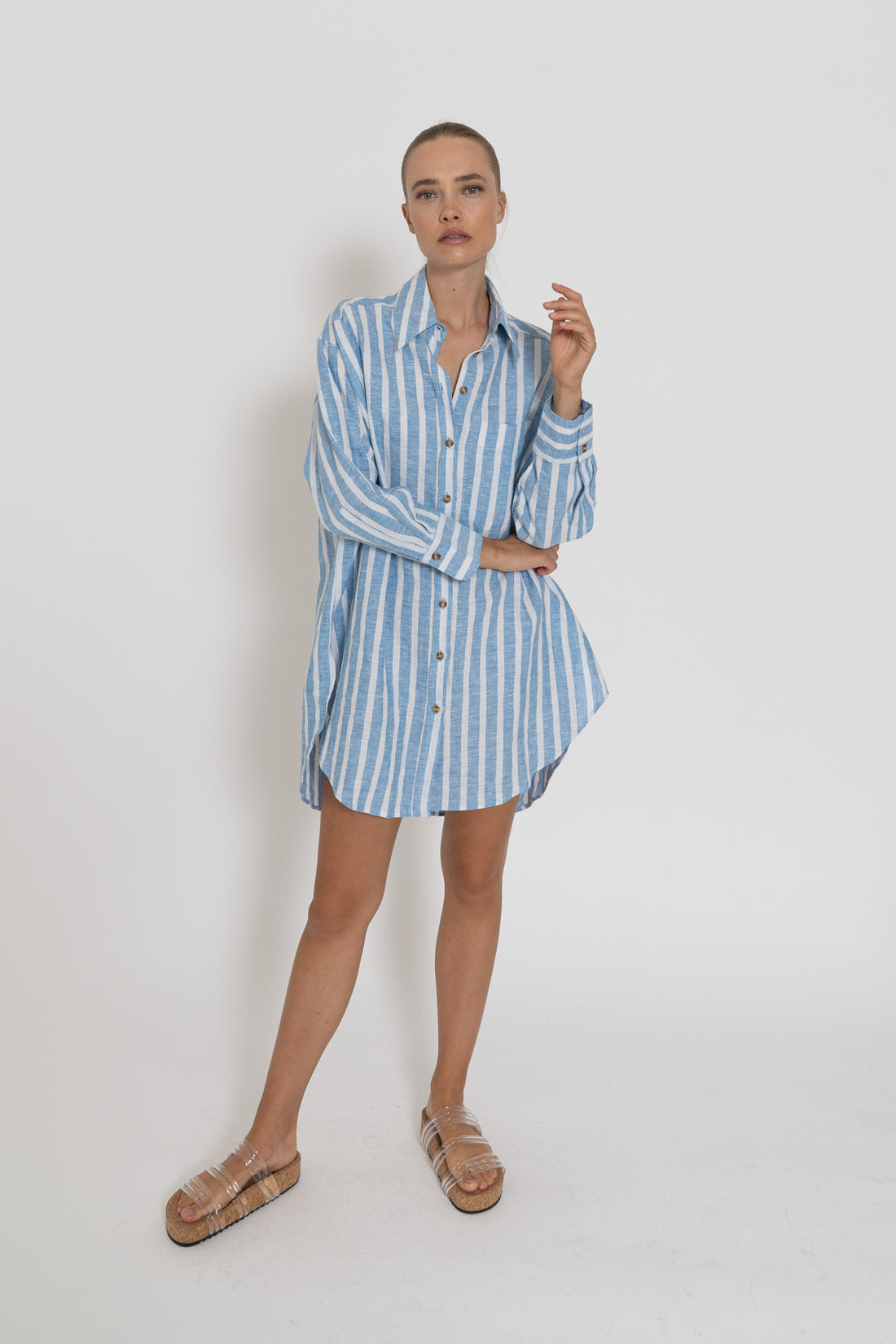 'Capri Shirt Dress' - Mediterranean Blue