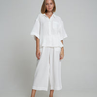 'Vacanza Short Sleeve Shirt' - White Muslin