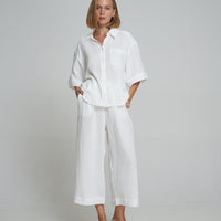 'Vacanza Short Sleeve Shirt' - White Muslin