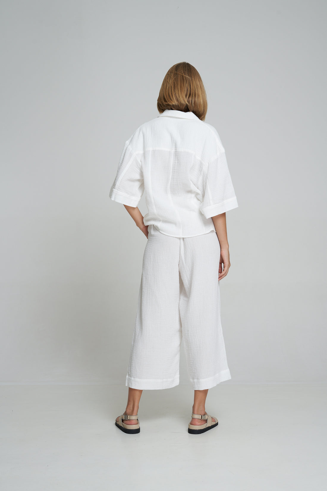 'Vacanza Short Sleeve Shirt' - White Muslin