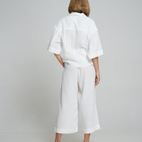 'Vacanza Short Sleeve Shirt' - White Muslin