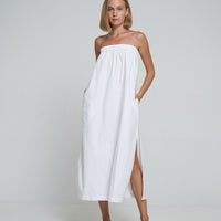 'Vacanza Strapless Dress' - White