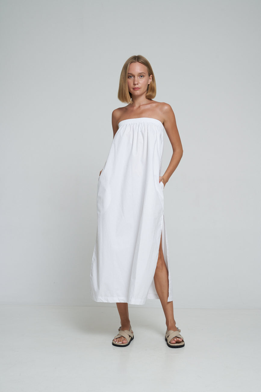 'Vacanza Strapless Dress' - White