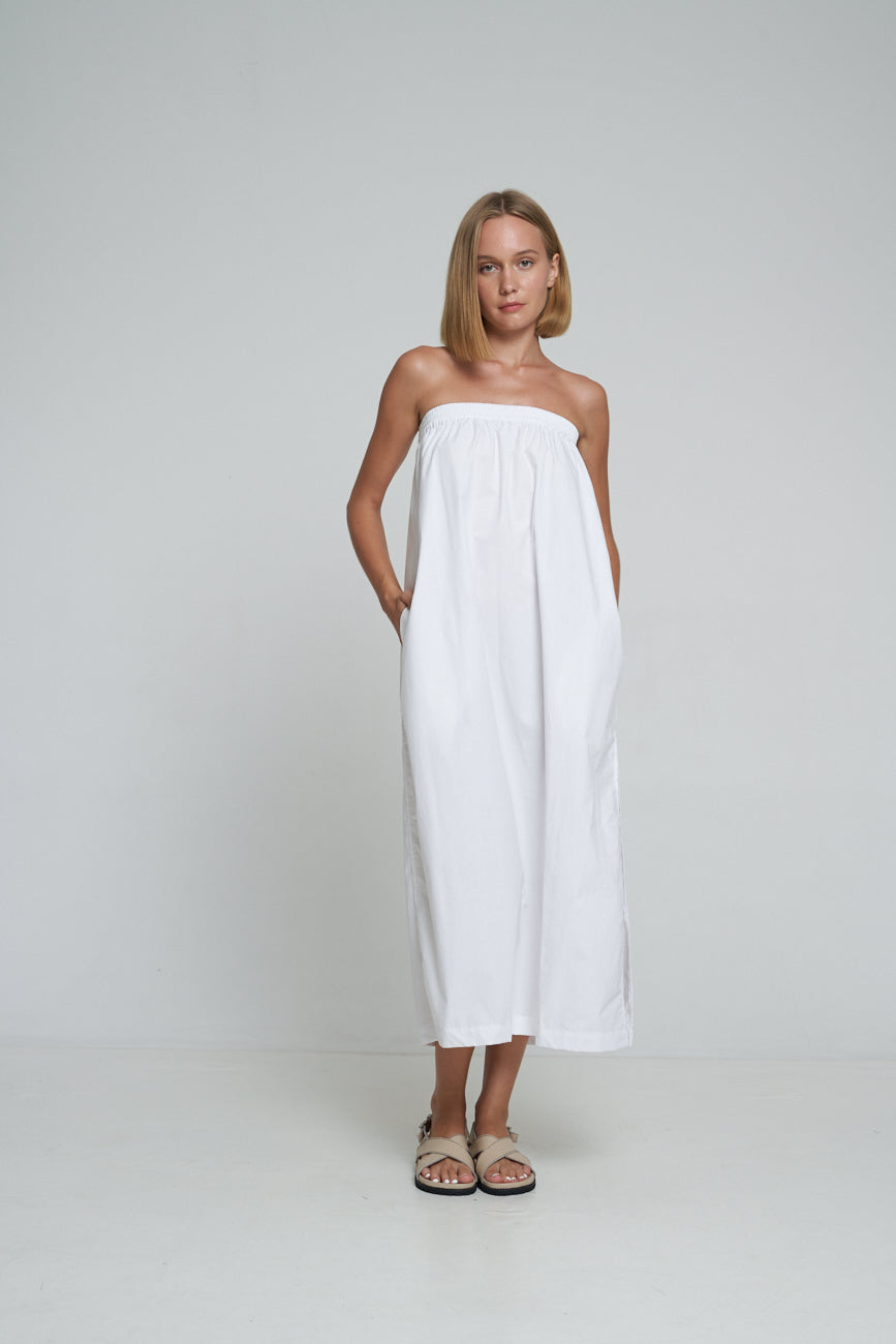 'Vacanza Strapless Dress' - White