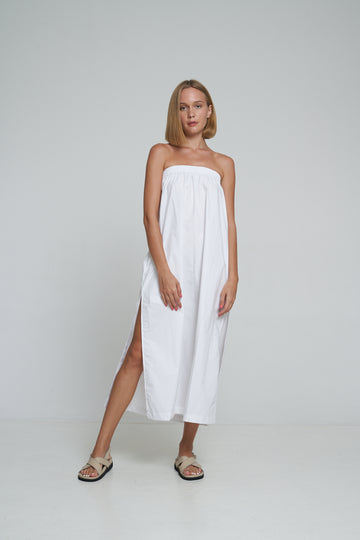 'Vacanza Strapless Dress' - White