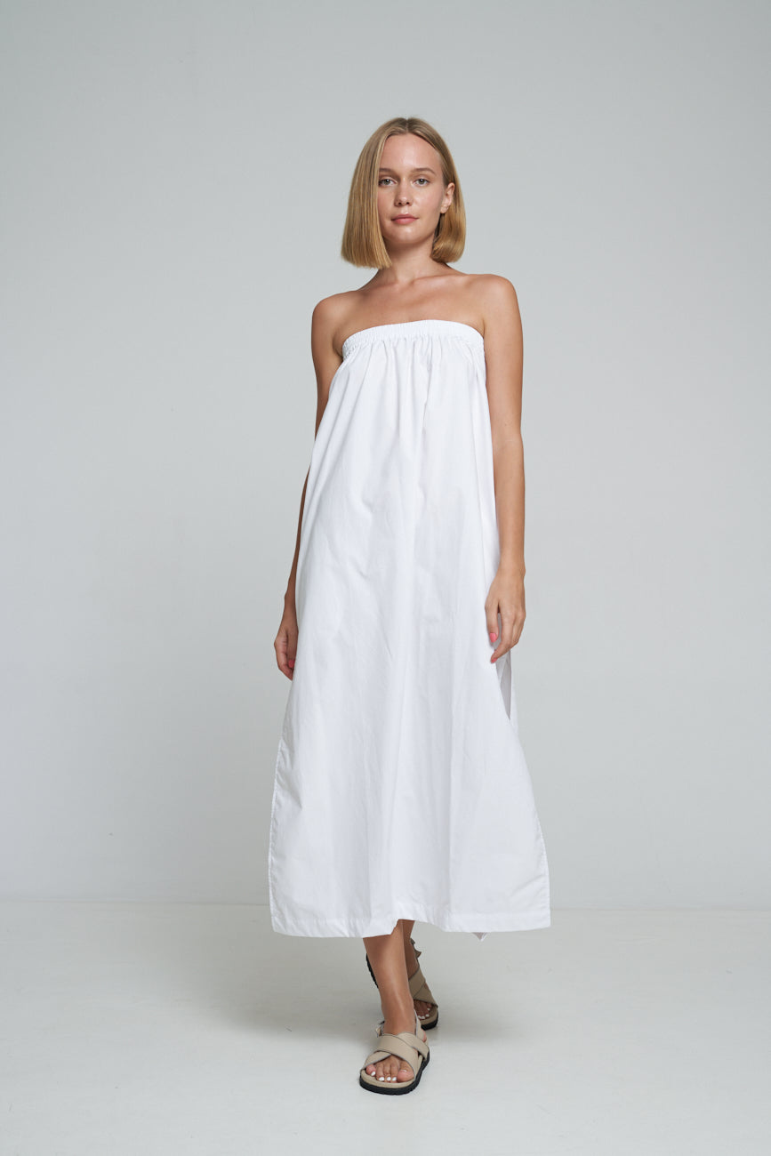 'Vacanza Strapless Dress' - White