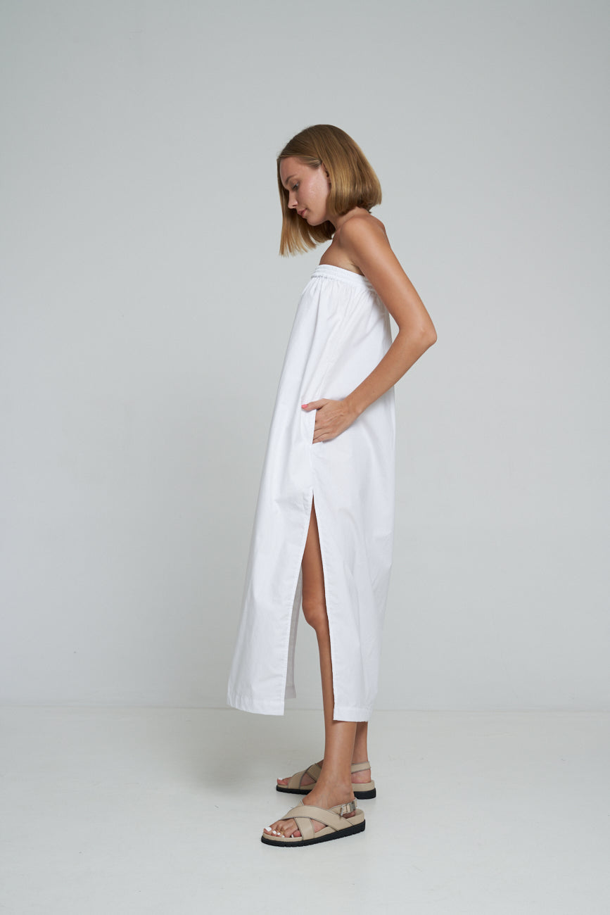 'Vacanza Strapless Dress' - White