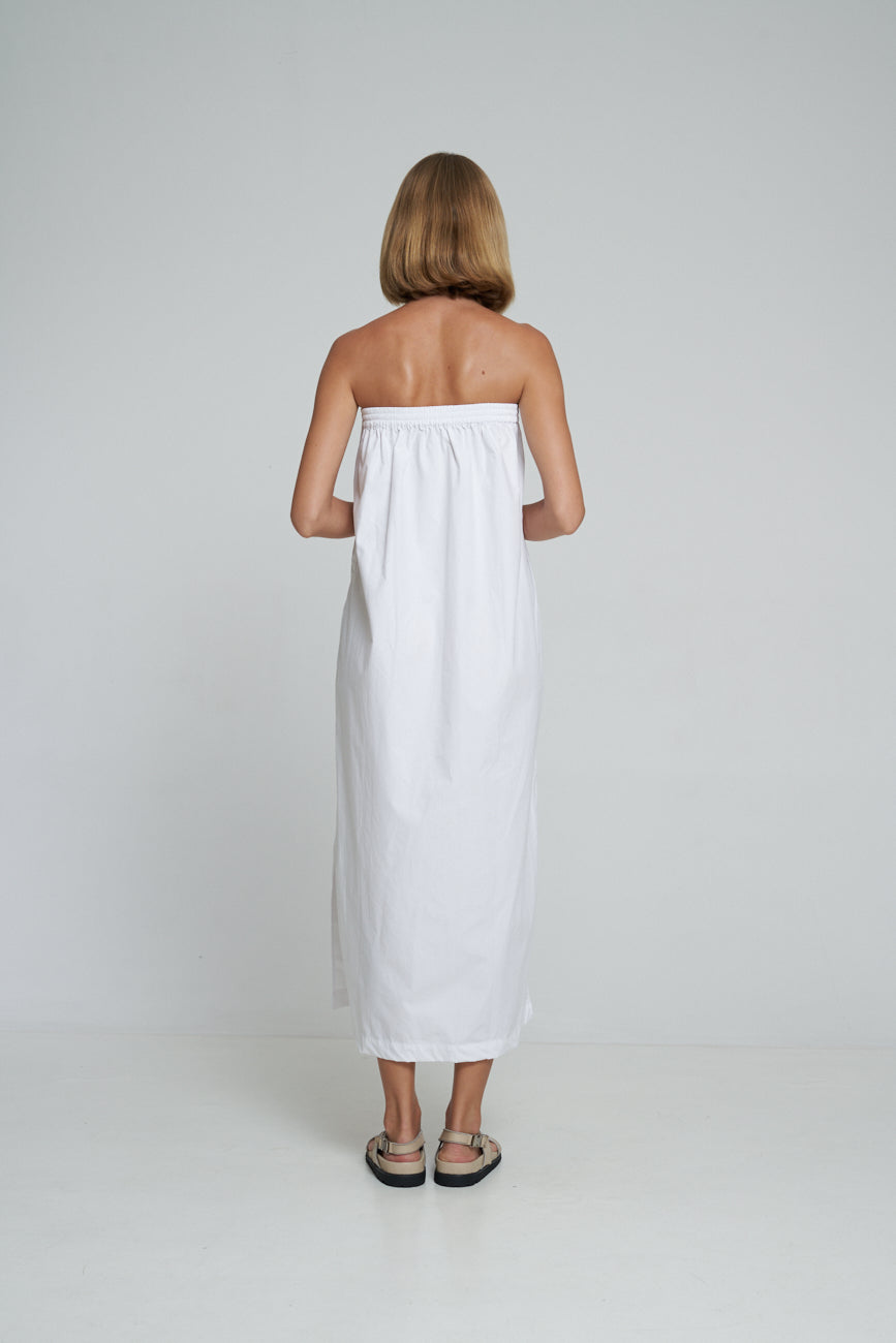 'Vacanza Strapless Dress' - White