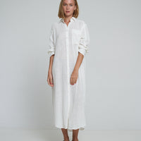 'Vacanza Shirt Dress' - White Linen