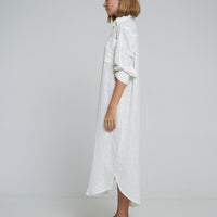 'Vacanza Shirt Dress' - White Linen