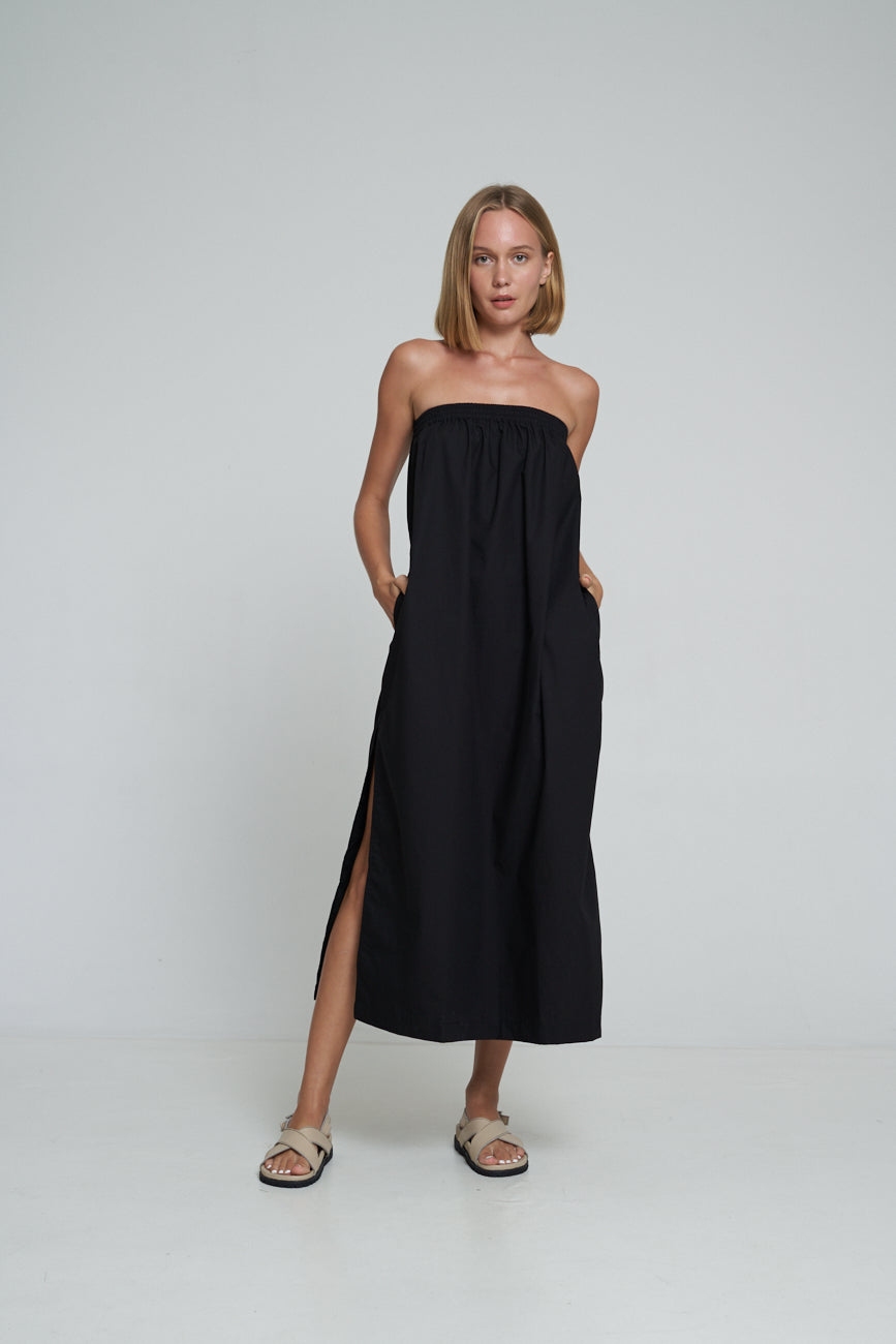 'Vacanza Strapless Dress' - Black