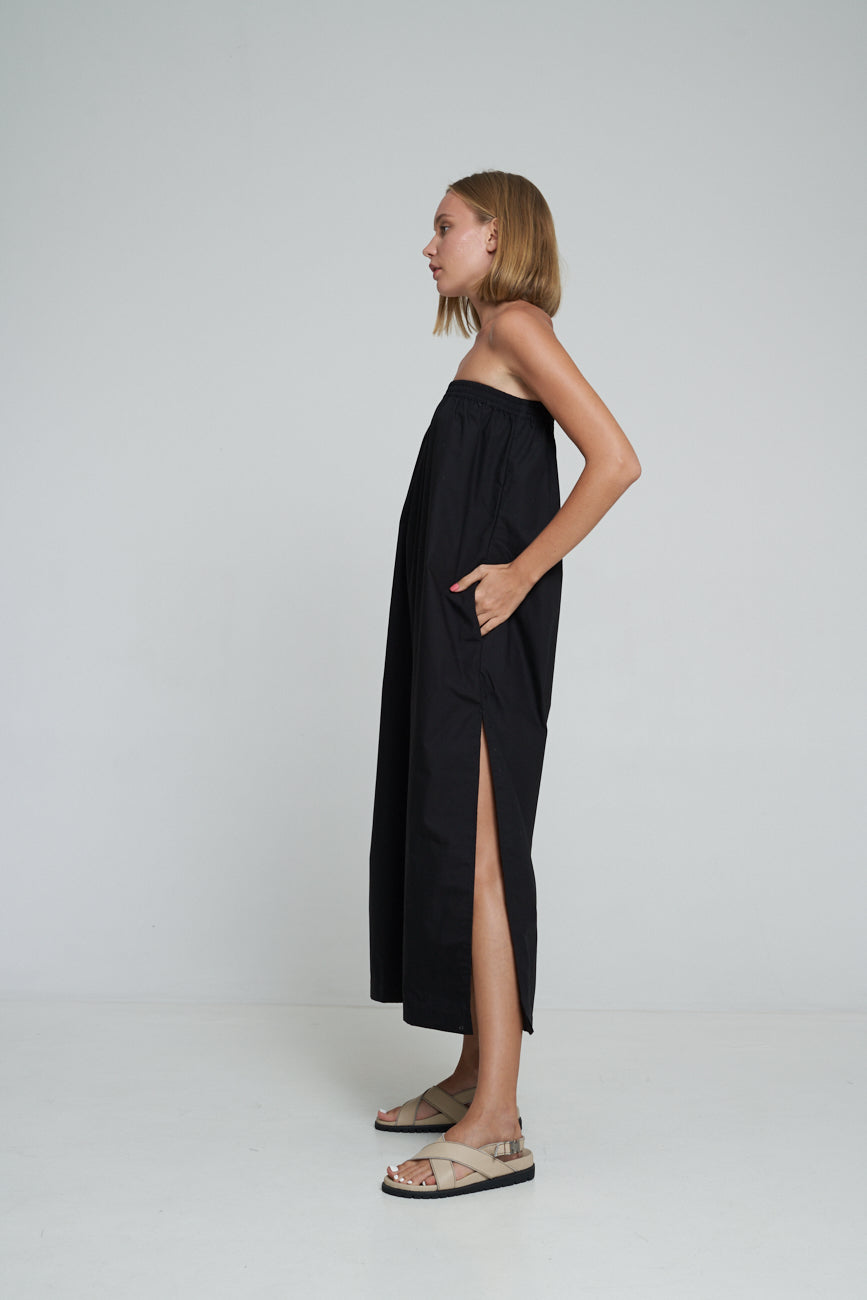 'Vacanza Strapless Dress' - Black