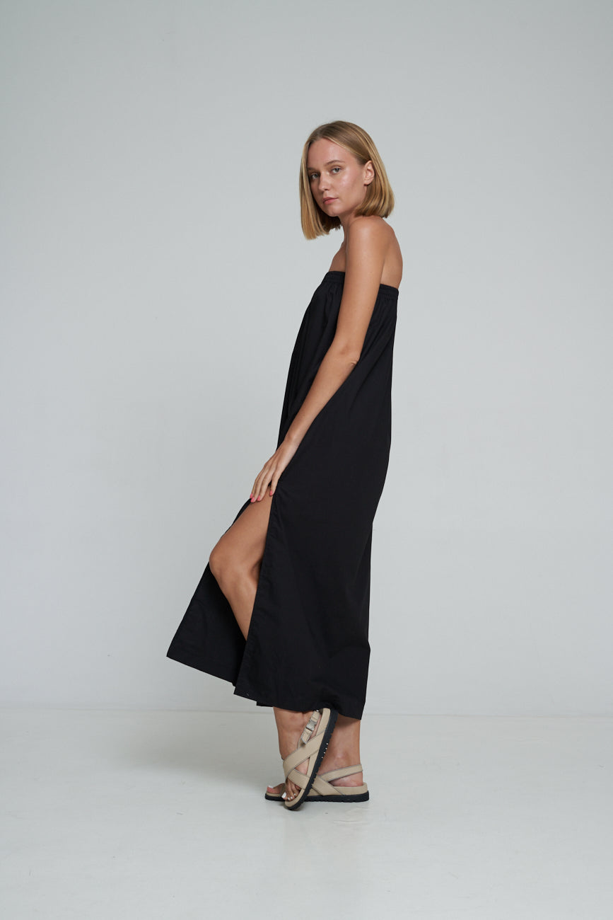 'Vacanza Strapless Dress' - Black