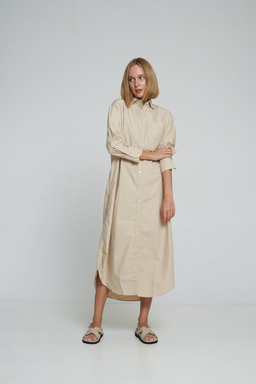 'Vacanza Shirt Dress' - Nude