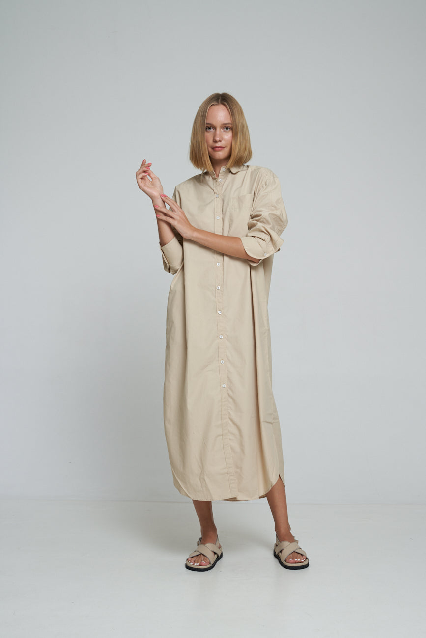 'Vacanza Shirt Dress' - Nude