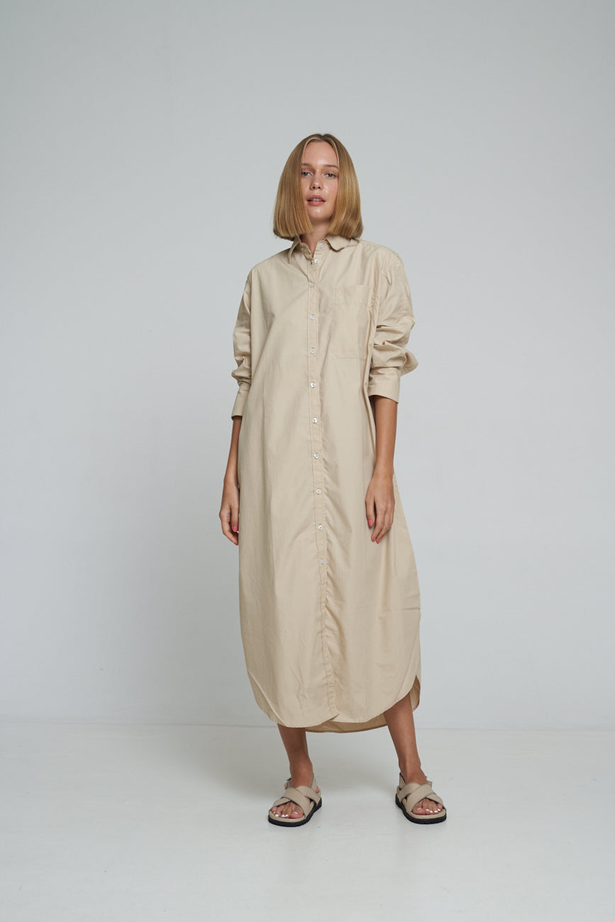 'Vacanza Shirt Dress' - Nude