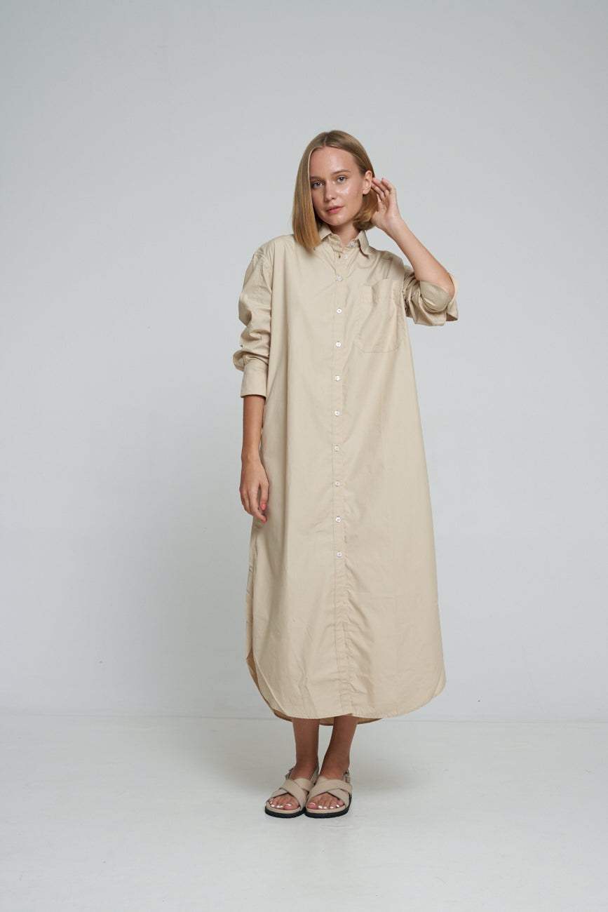 'Vacanza Shirt Dress' - Nude